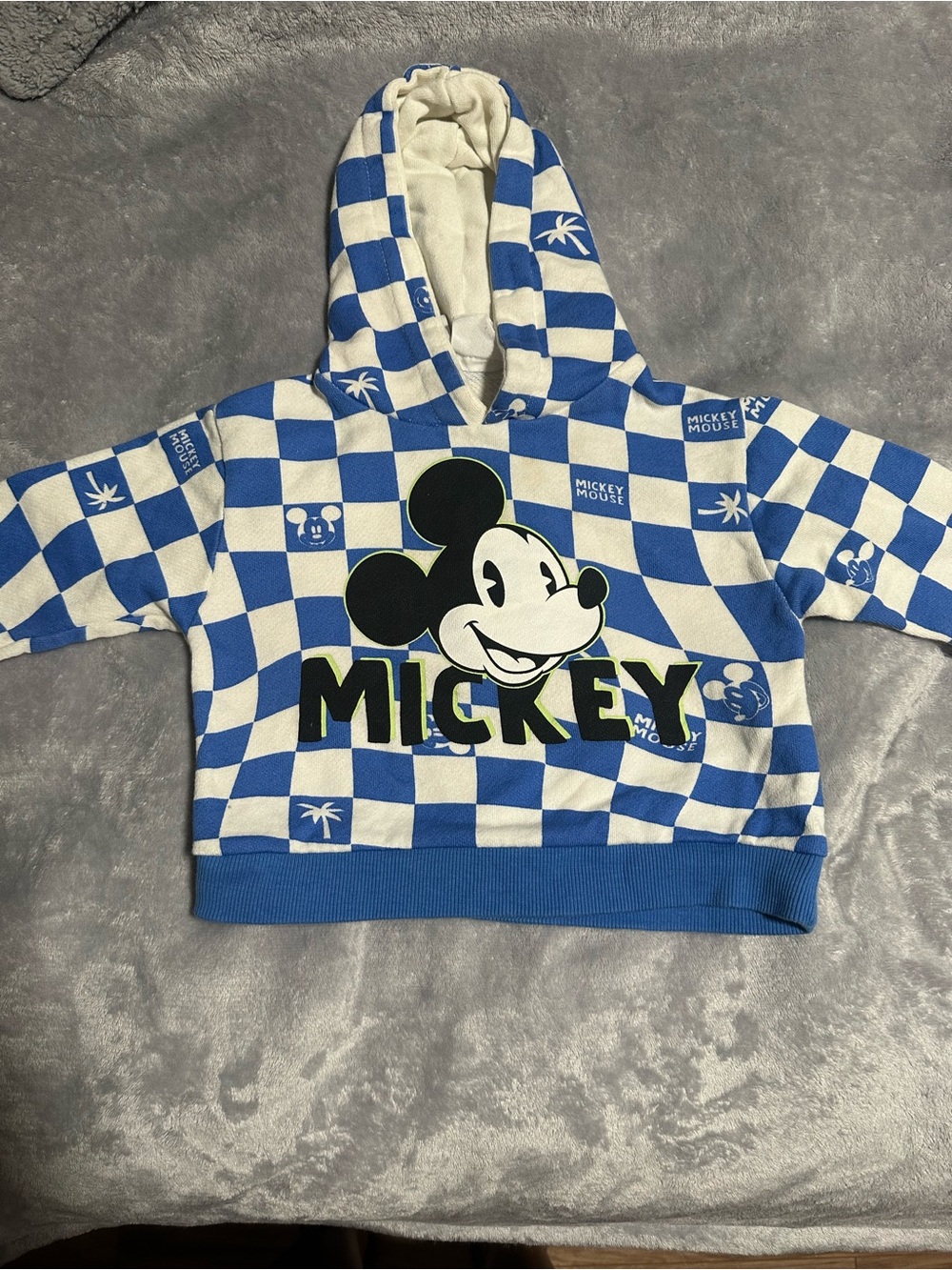 Disney Blue & White Check Mickey Hoodie for Kids